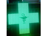 Двухсторонний, светодиодный, аптечный крест 960х960мм. с креплением на стену. Зеленый, белый, синий.